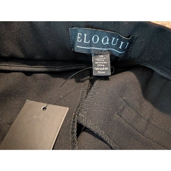 ELOQUII Women's Black Pants The Ultimate Stretch Pintuck Flare Wide Leg Size 18 - Picture 10 of 10